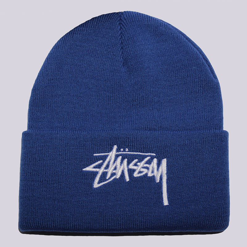  синяя шапка Stussy Stock Cuff Beanie 132796-navy - цена, описание, фото 1